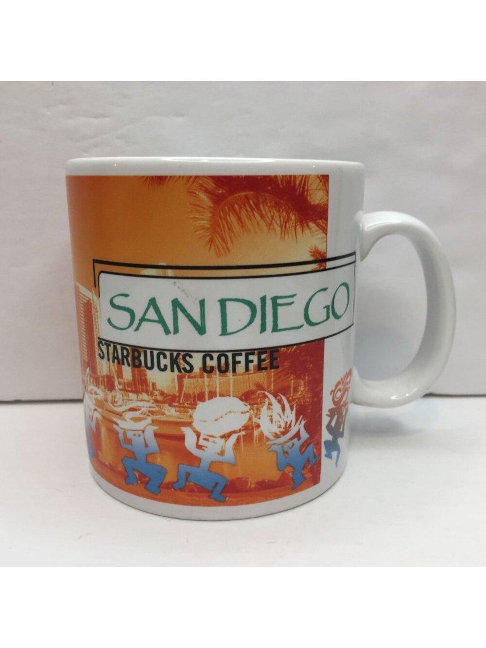 Vtg Starbucks San Diego Attractions Coffee Mug Orange Mission Balboa Coronado